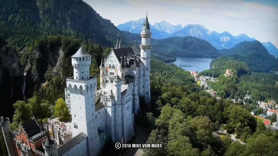 Neuschwanstein Castle Schloss Hohenschwangau FPV DJI Phantom Kopter Bayern Bavaria Drone Fatshark Mobius HD action cam predator attitude scenic nature alps mountains Forggensee Aerial Luftbild Luftaufnahmen Drohne Copter